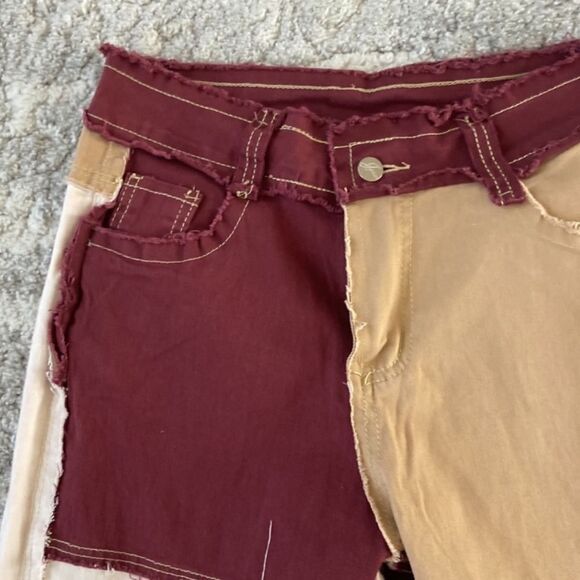 NWT High-Waist Jeans Straight Denim PantsPatchwork Pants Stitching - Picture 4 of 7